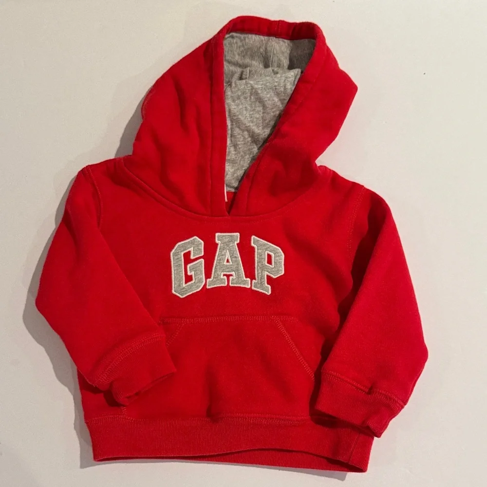 GAP Kids Vibrant Red Hoodie with Gray Lining 12-18 Months Boys Baby